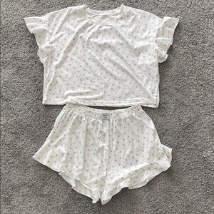 Chic White and Pink Women's Pajama Set